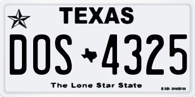 TX license plate DOS4325