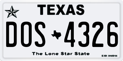 TX license plate DOS4326