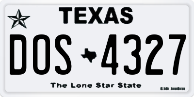 TX license plate DOS4327