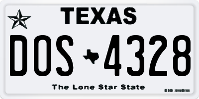 TX license plate DOS4328