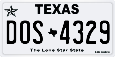 TX license plate DOS4329
