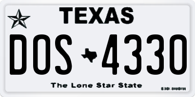 TX license plate DOS4330