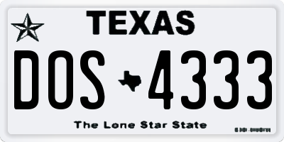 TX license plate DOS4333