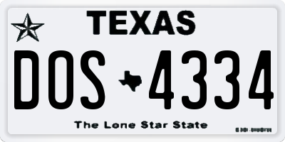 TX license plate DOS4334