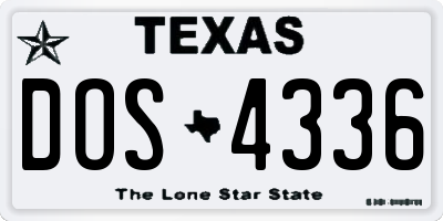 TX license plate DOS4336
