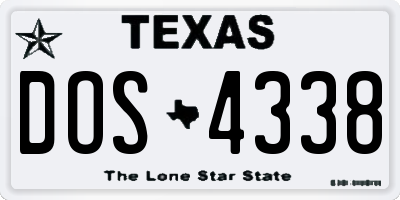 TX license plate DOS4338