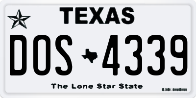 TX license plate DOS4339