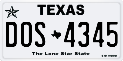 TX license plate DOS4345