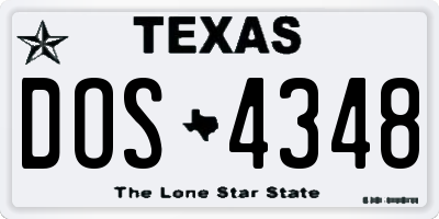 TX license plate DOS4348