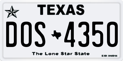 TX license plate DOS4350