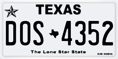 TX license plate DOS4352