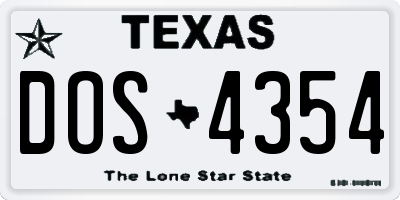 TX license plate DOS4354