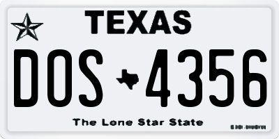 TX license plate DOS4356