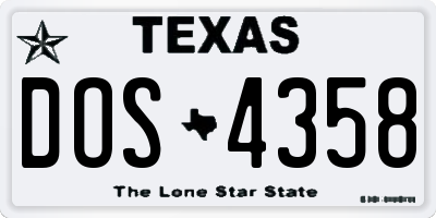 TX license plate DOS4358