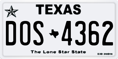 TX license plate DOS4362