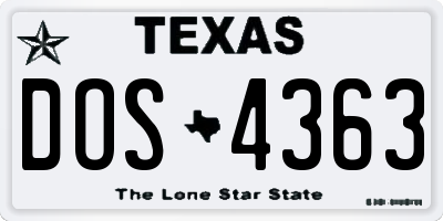 TX license plate DOS4363