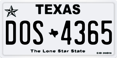 TX license plate DOS4365