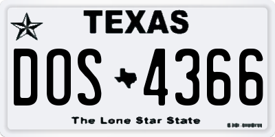 TX license plate DOS4366