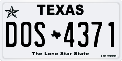TX license plate DOS4371