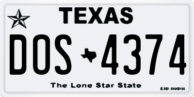 TX license plate DOS4374