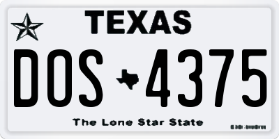TX license plate DOS4375