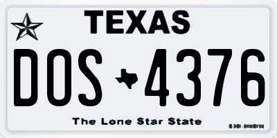 TX license plate DOS4376