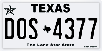 TX license plate DOS4377
