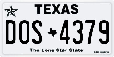 TX license plate DOS4379