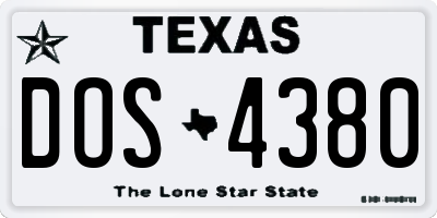 TX license plate DOS4380