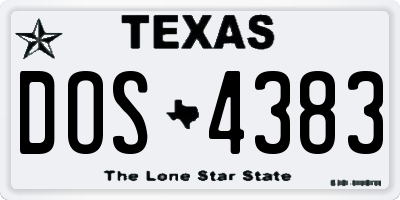 TX license plate DOS4383