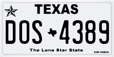 TX license plate DOS4389
