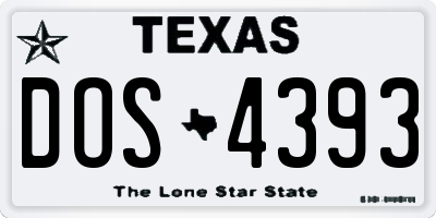 TX license plate DOS4393