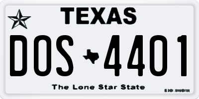 TX license plate DOS4401