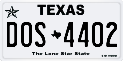TX license plate DOS4402