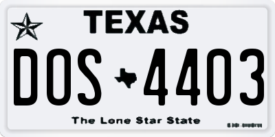 TX license plate DOS4403
