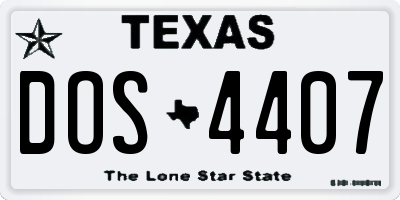TX license plate DOS4407
