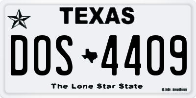 TX license plate DOS4409