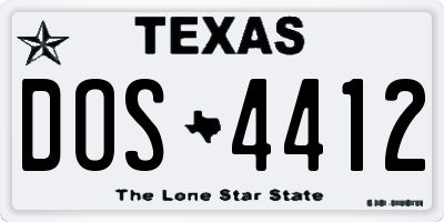 TX license plate DOS4412