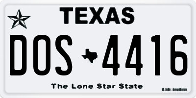 TX license plate DOS4416