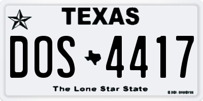 TX license plate DOS4417