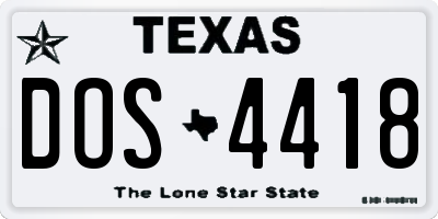 TX license plate DOS4418