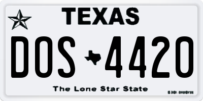TX license plate DOS4420