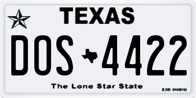 TX license plate DOS4422