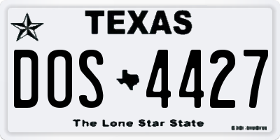 TX license plate DOS4427