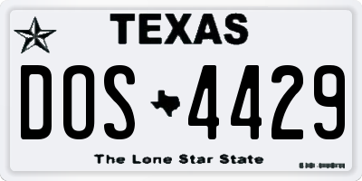 TX license plate DOS4429