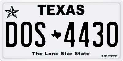 TX license plate DOS4430