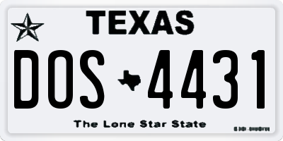 TX license plate DOS4431