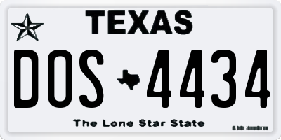 TX license plate DOS4434