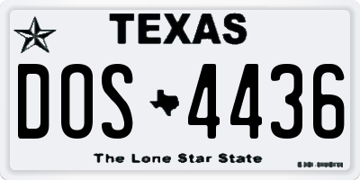 TX license plate DOS4436