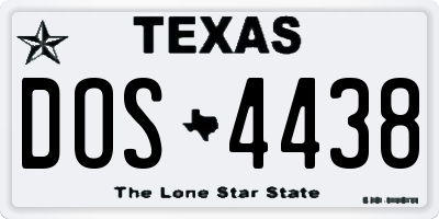 TX license plate DOS4438